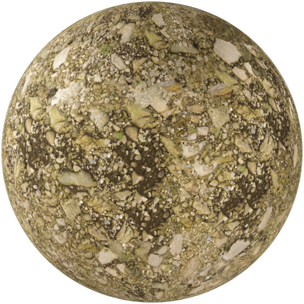 Ground Pebbles Rocks with Moss Beige 01