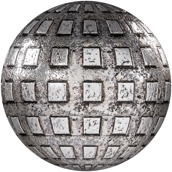 Metal Plates Studded Square Worn Silver 01