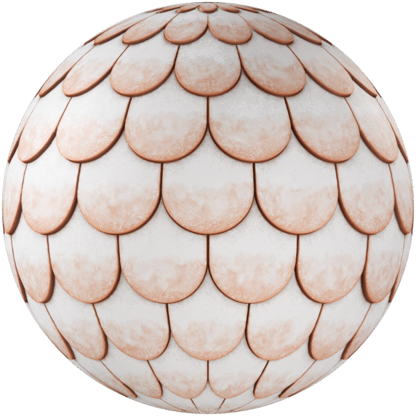 Roof Round Tiles Orange With Snow 01