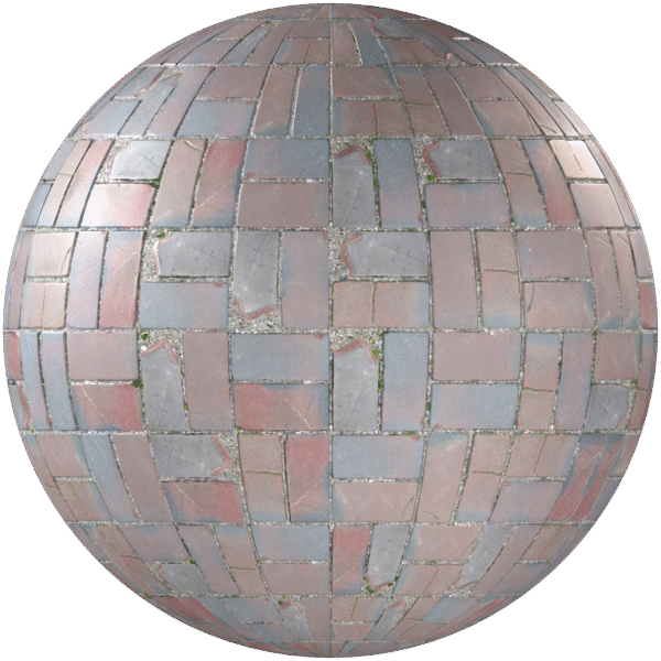 Paving Stones Brick Basketweave Red 03