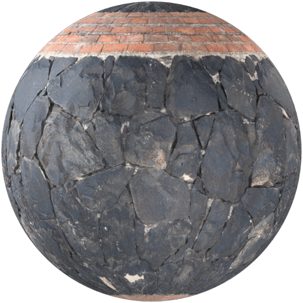 Paving Stones Black Cobblestone With Bricks 01