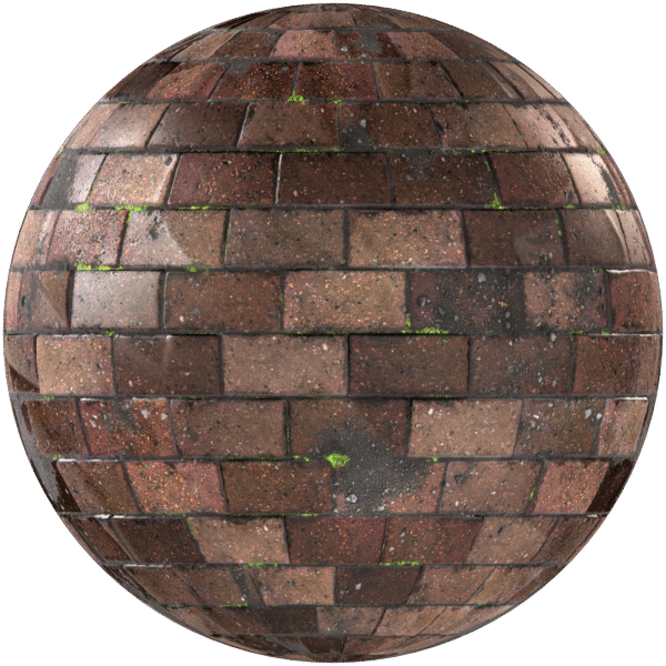 Paving Stones Brick Running With Grass Brown 03