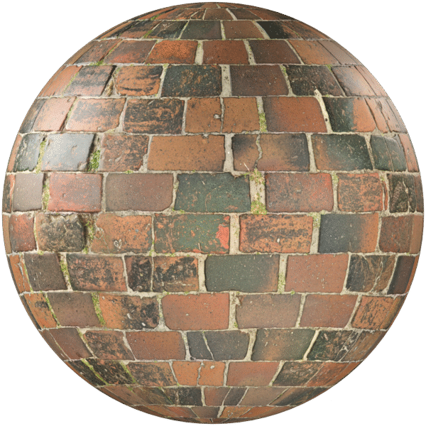 Paving Stones Brick Running With Grass Brown 06