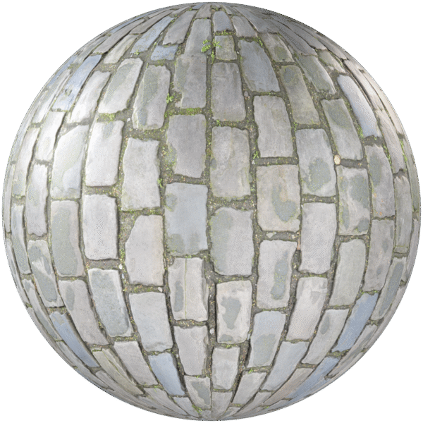 Paving Stones Brick Running With Grass Grey 04