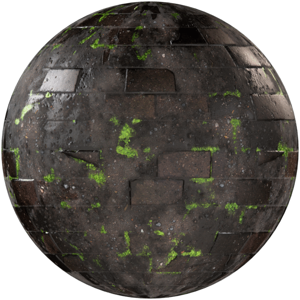 Paving Stones Brick Running With Grass Worn Brown 01