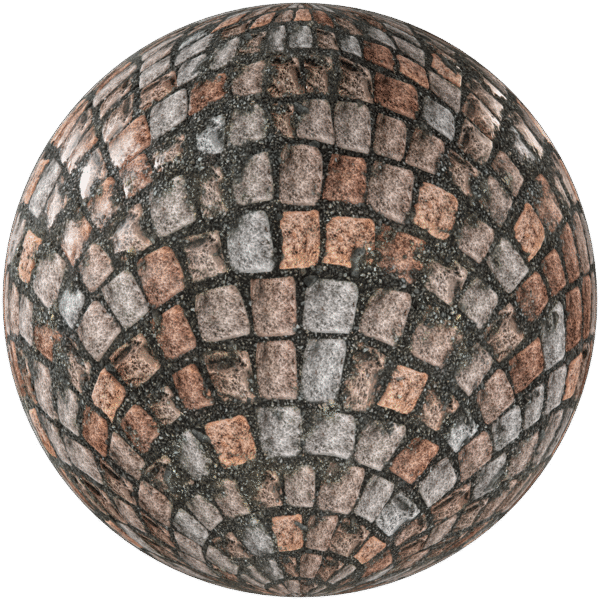Paving Stones Fan Pattern Cobblestone Brown 01