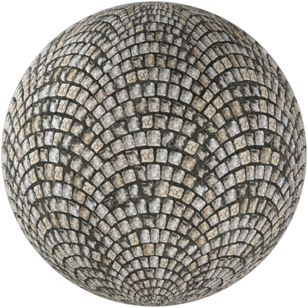 Paving Stones Fan Pattern Cobblestone Grey 03