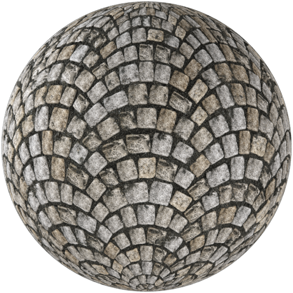 Paving Stones Fan Pattern Cobblestone Grey 04