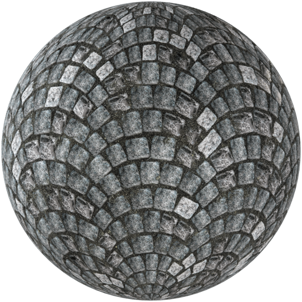 Paving Stones Fan Pattern Cobblestone Grey 05