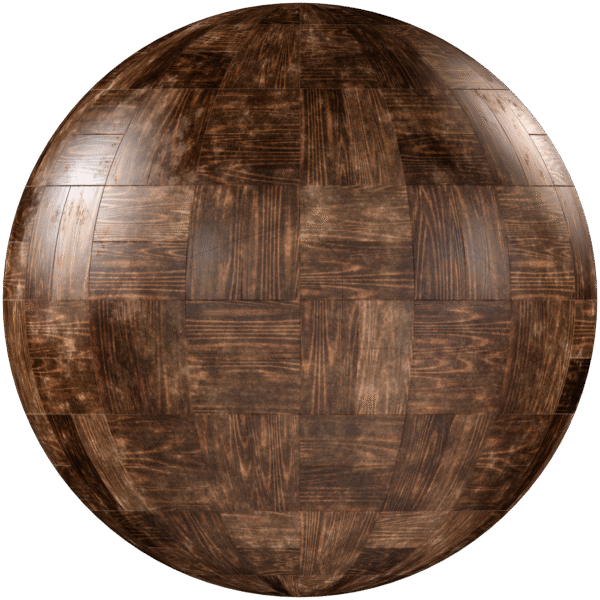 Wood Parquet Checkerboard Glossy Brown 06
