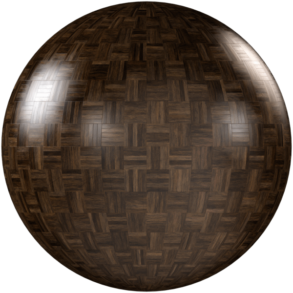 Wood Parquet Checkerboard Glossy Dark Brown 03