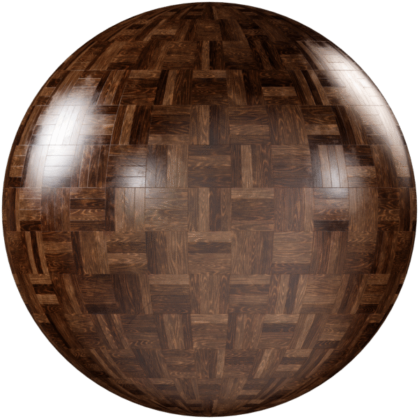 Wood Parquet Checkerboard Glossy Dark Brown 04