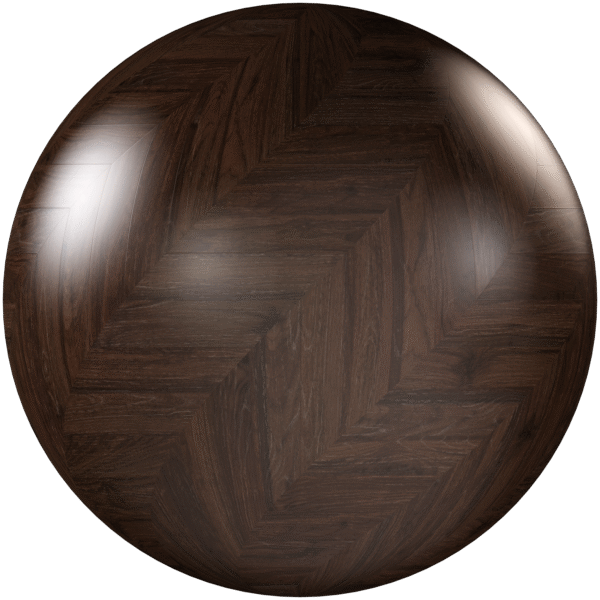 Wood Parquet Chevron Glossy Dark Brown 01