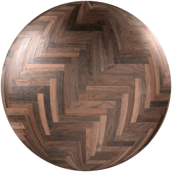 Wood Parquet Herringbone Glossy Brown 02