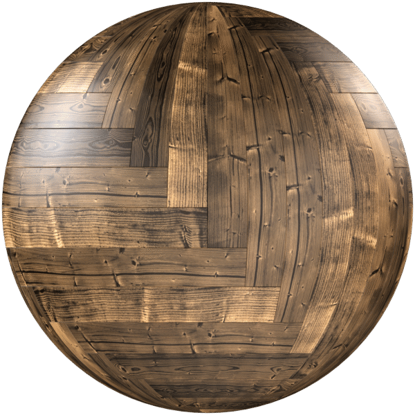 Wood Parquet Herringbone Glossy Brown 03