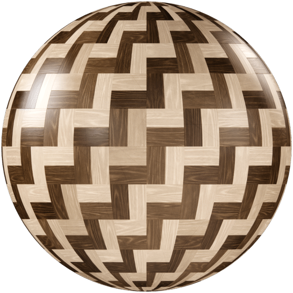 Wood Parquet Herringbone Glossy Brown and Beige 01