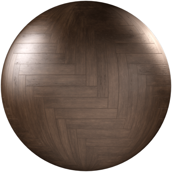 Wood Parquet Herringbone Glossy Dark Brown 01